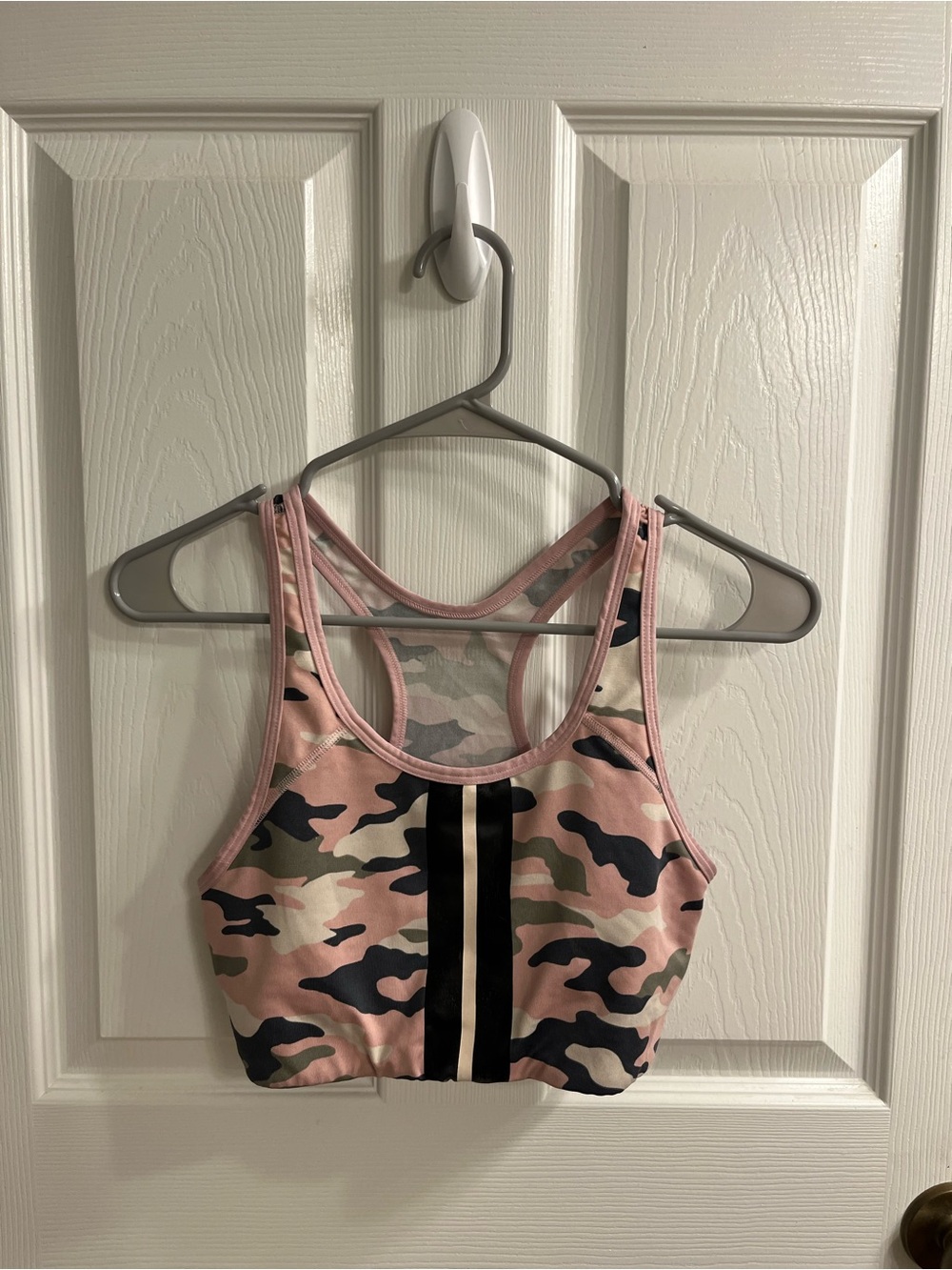 PINK Victoria's Secret Pink Camo Racerback Sports Bra with Black Stripe
